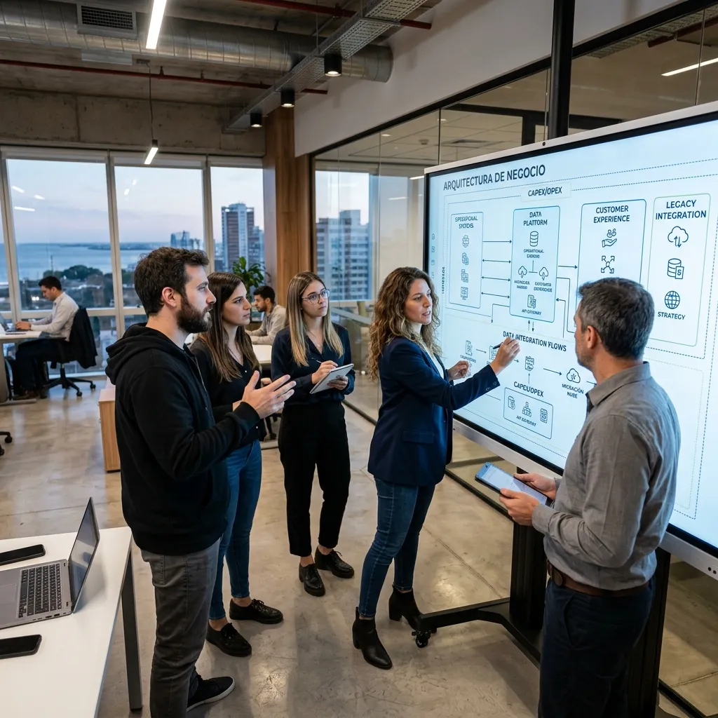 Mooving team designing corporate business architecture